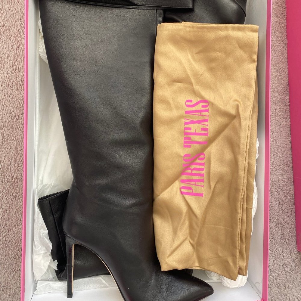 MAKE OFFER PARIS TEXAS Stiletto Black Leather Nappa Over the Knee Boots 39 - Picture 4 of 14